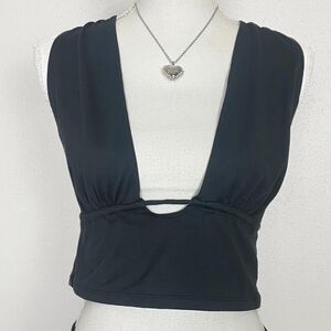 Free People Movement Black Cora Plunge Crop Top